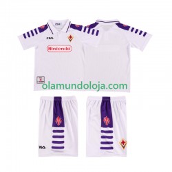 Camisola ACF Fiorentina Retro Criança Equipamento Segundo 1998 1999 Manga Curta